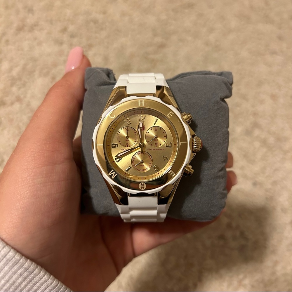NEW MICHELE white/gold watch